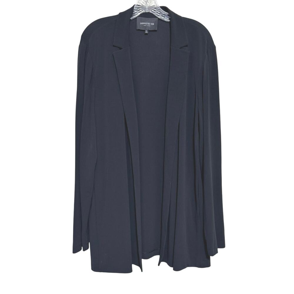 Lafayette 148 Women’s Classic Luxe Black Open Front Blazer Notched Lapel XL